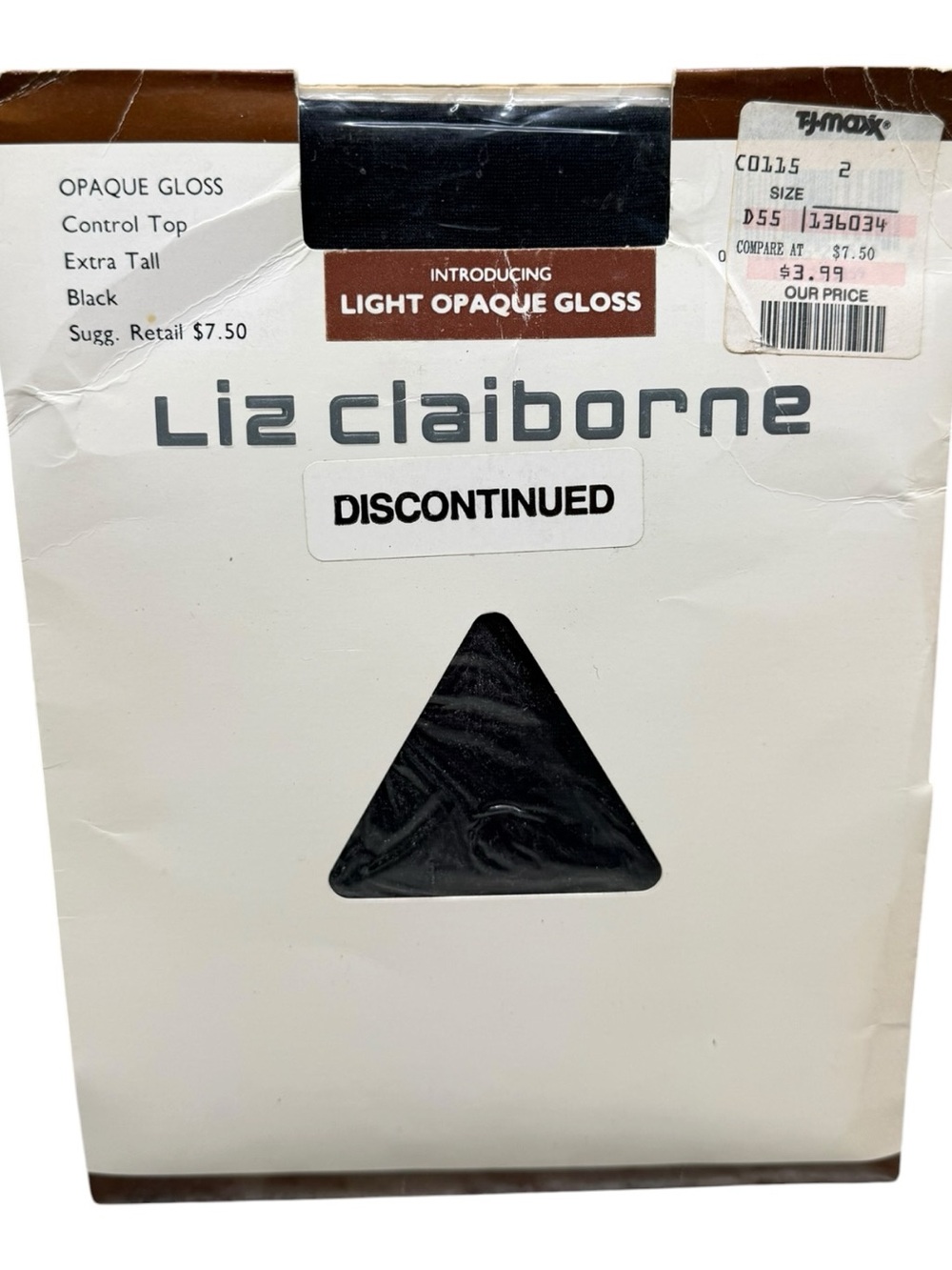 Liz Claiborne Opaque Gloss Control Top Pantyhose Extra Tall Black